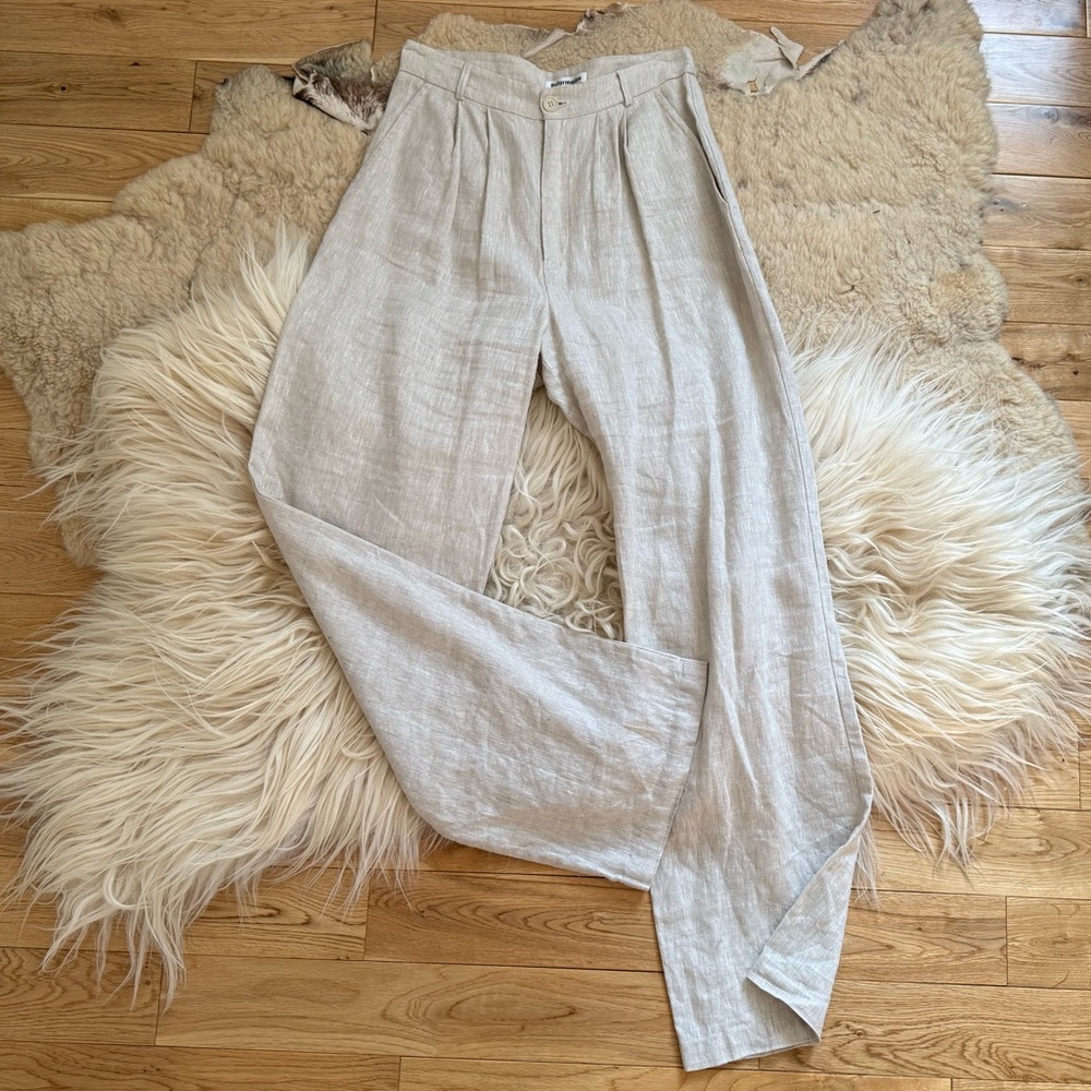 Reformation Nude Tan Linen Pants